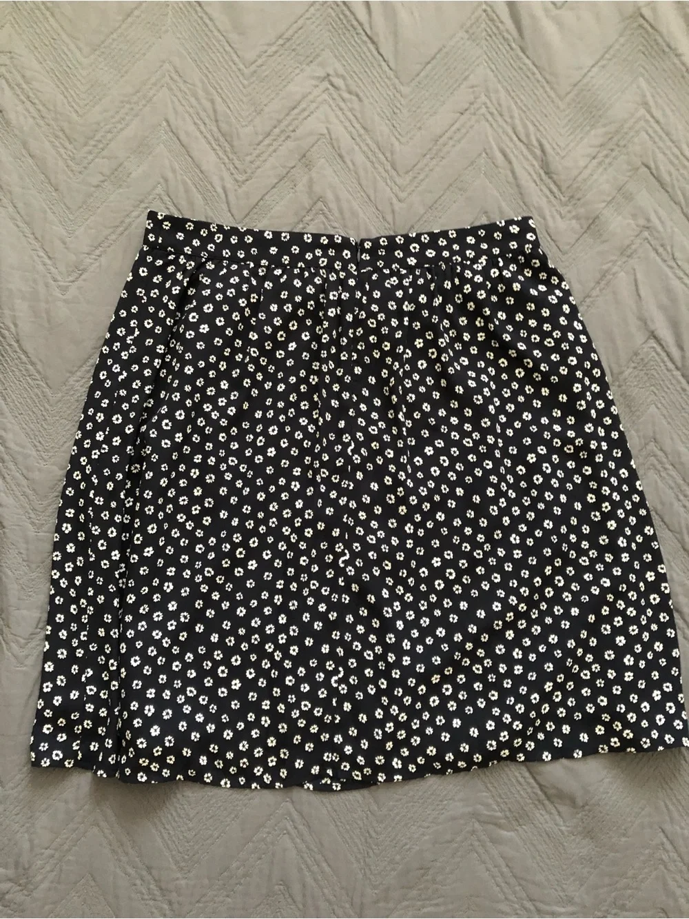 J. Crew Navy Blue Skater Skirt with White Floral Print